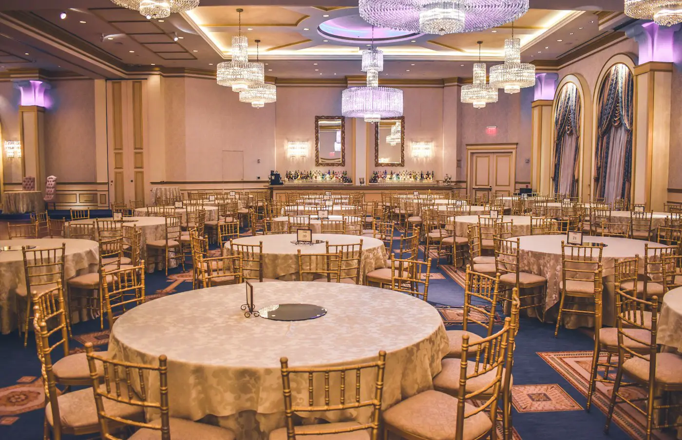 Venue illuminated with professional event lighting