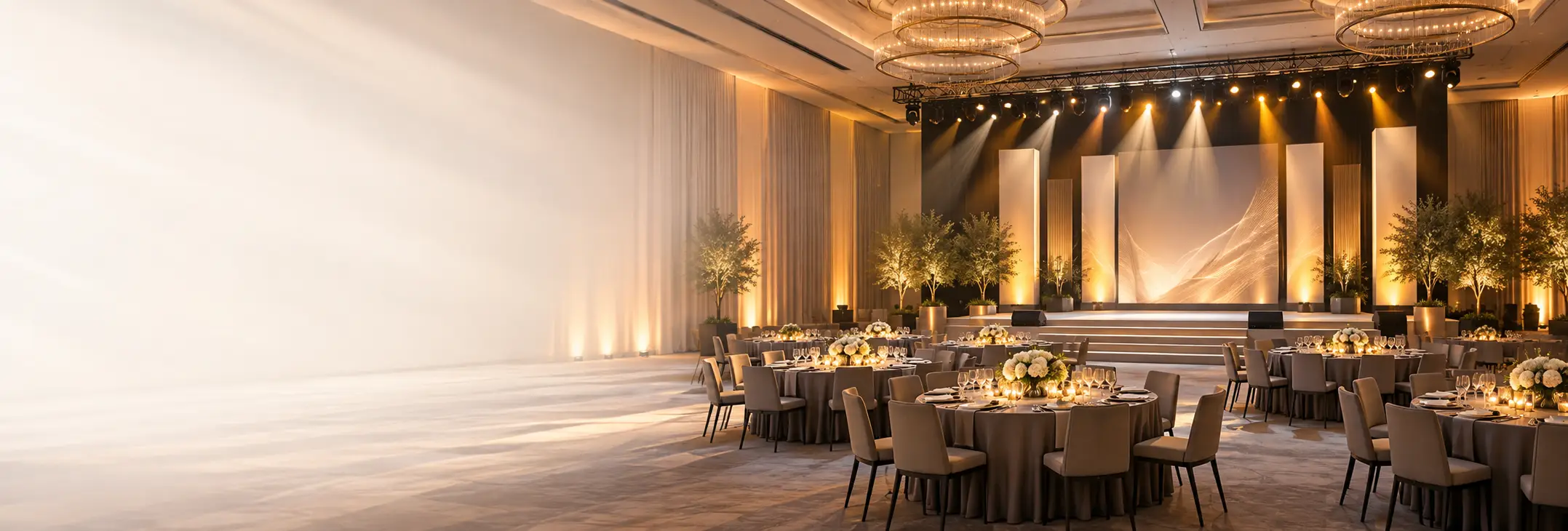 Professionally lit corporate event venue